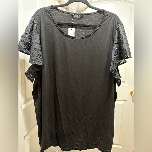 BloomChic Plus Size 3XLSolid Crew Neck Ruffle Sleeve T-shirt us22-24 - Picture 3 of 8
